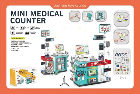 Bộ Đồ Chơi Bác Sĩ Mini Medical Counter 49 Chi Tiết Cho Bé