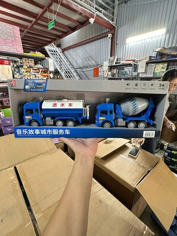 Set Xe Công Trình Nhiều Chủ Đề Chạy Pin Cho Bé – Cứu Hỏa, Xe Bồn, Xe Rác, Xe Cẩu