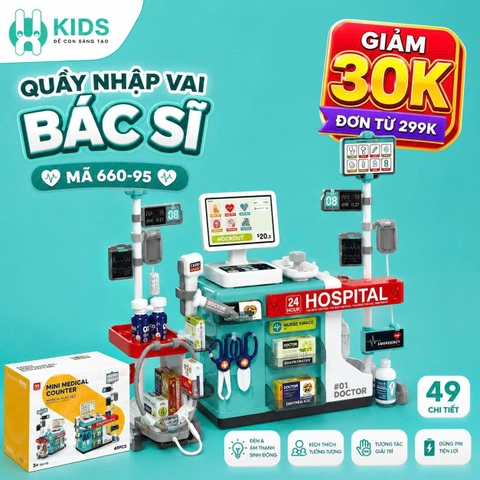Bộ Đồ Chơi Bác Sĩ Mini Medical Counter 49 Chi Tiết Cho Bé