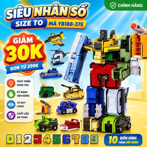 Bộ Siêu Nhân Chữ Biến Hình Combo 5 Hộp Lắp Ghép Robot Khổng Lồ
