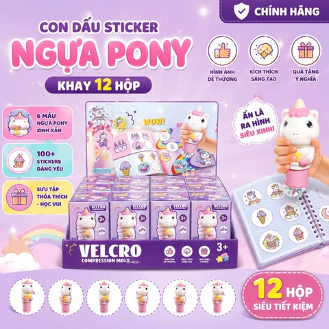 Con Dấu Sticker Ngựa Pony ME-179 Kèm Album – Khay 12 Hộp