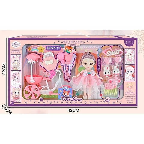 Set Búp Bê Công Chúa Kèm Xe Kem Và Phụ Kiện Cho Bé