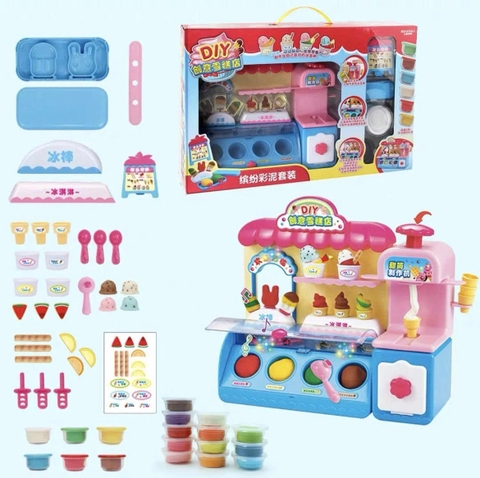 Máy Làm Kem DIY Cho Bé Kèm Đất Nặn Và Phụ Kiện Cửa Hàng Kem