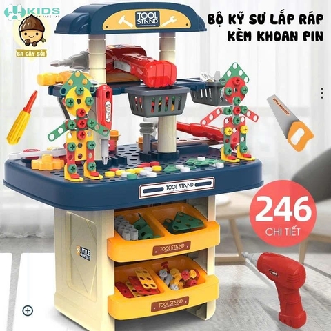 Đồ Chơi Lắp Ráp Ốc Vít Trẻ Em, Hộp Dụng Cụ Sửa Chữa Kĩ Sư Di Động