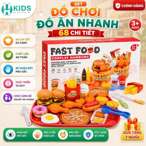 Set Đồ Chơi Đồ Ăn Nhanh 68 Chi Tiết Cho Bé Nhập Vai