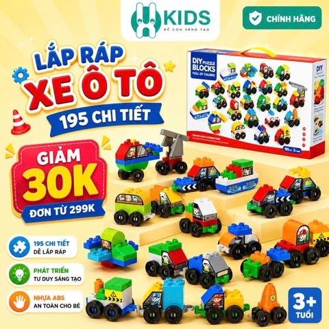 Bộ Đồ Chơi Lắp Ráp Xe Ô Tô 195 Chi Tiết Nhiều Mô Hình
