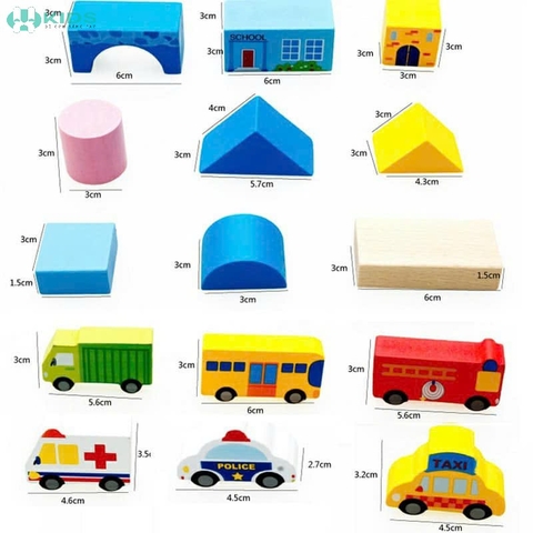 Bộ Xếp Hình Gỗ Thành Phố Giao Thông 62 Chi Tiết Cho Bé