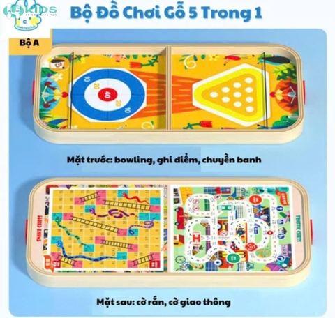 Bàn Cờ Gỗ 5in1 Cho Bé