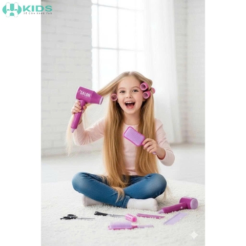 Bộ Trang Điểm Làm Tóc Chạy Pin Hair Salon Cho Bé