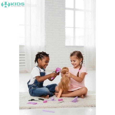 Bộ Trang Điểm Làm Tóc Chạy Pin Hair Salon Cho Bé