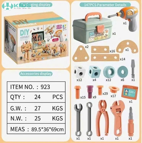 Bộ Đồ Chơi Dụng Cụ Kỹ Thuật Lắp Ráp DIY 147 Chi Tiết Cho Bé