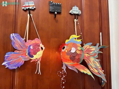 Lồng Đèn Cá Chép Giấy DIY Thủ Công Lắp Ráp Trang Trí Trung Thu Cho Bé