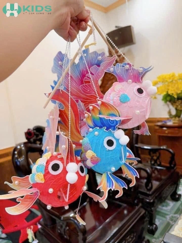 Lồng Đèn Cá Chép Giấy DIY Thủ Công Lắp Ráp Trang Trí Trung Thu Cho Bé