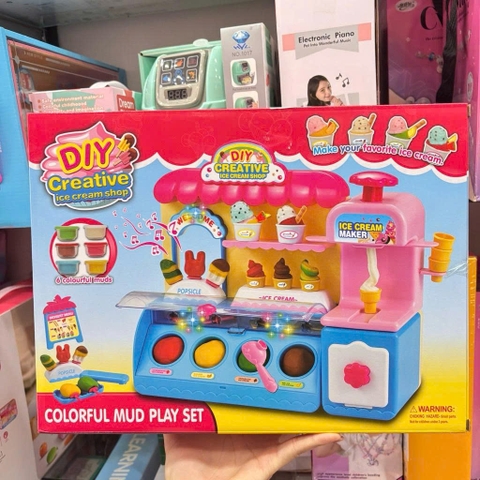 Máy Làm Kem DIY Cho Bé Kèm Đất Nặn Và Phụ Kiện Cửa Hàng Kem