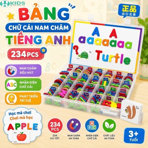 Bảng Chữ Cái Nam Châm Tiếng Anh 234 Chi Tiết Kèm Hộp Đựng