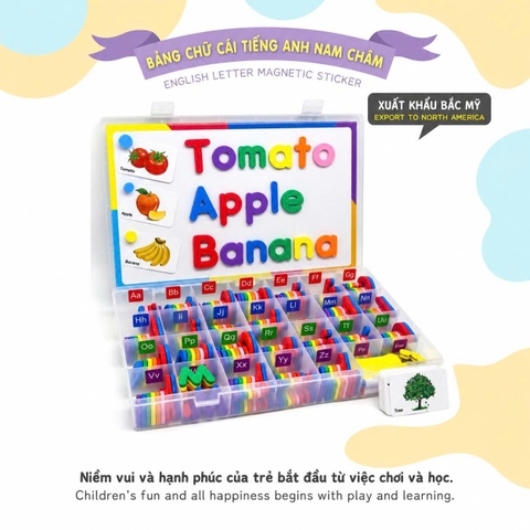 Bảng Chữ Cái Nam Châm Tiếng Anh 104 Chi Tiết Kèm Hộp Đựng Cho Bé