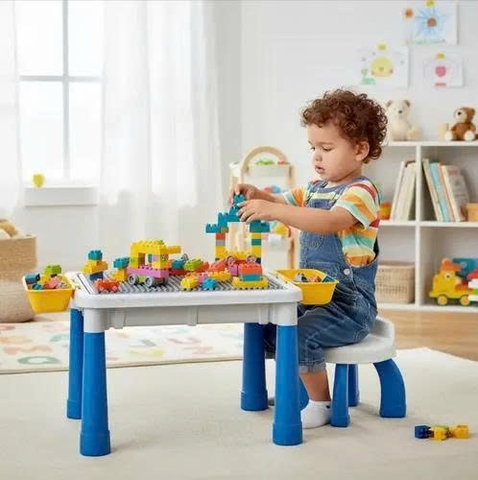 Bộ Bàn Ghế Lắp Ghép Đa Năng Kèm 81 Chi Tiết Cho Bé