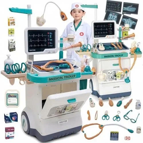 Xe Đẩy Bác Sĩ Đồ Chơi 26 Chi Tiết Size Đại Có Máy Đo Huyết Áp Cho Bé