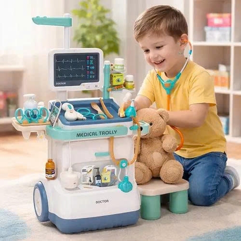 Xe Đẩy Bác Sĩ Đồ Chơi 26 Chi Tiết Size Đại Có Máy Đo Huyết Áp Cho Bé
