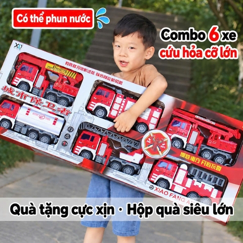 Set 6 Xe Cứu Hỏa Đồ Chơi Quán Tính Cỡ Lớn Cho Bé