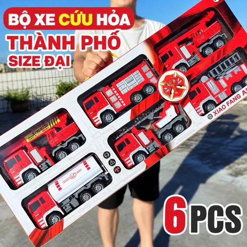 Set 6 Xe Cứu Hỏa Đồ Chơi Quán Tính Cỡ Lớn Cho Bé