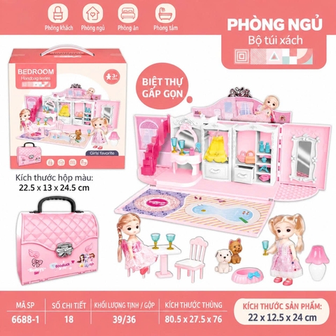 Túi Xách Búp Bê Biến Hình Phòng Ngủ Cho Bé – Mã 6688-1BB