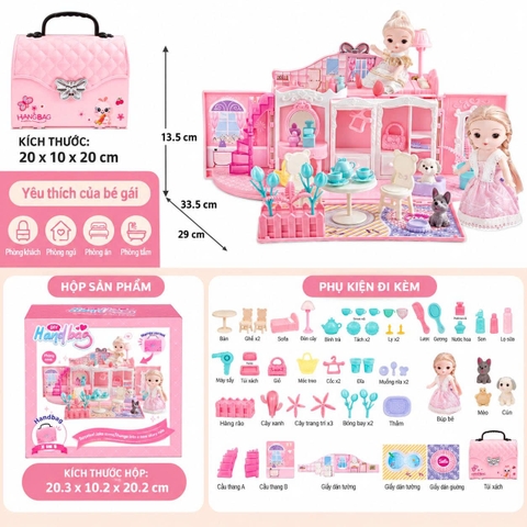 Túi Xách Búp Bê Biến Hình Phòng Ngủ Cho Bé – Mã 6688-1BB