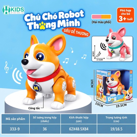 Chó Robot Corgi Đồ Chơi Thông Minh Có Đèn Nhạc Cho Bé – Mã 333-9
