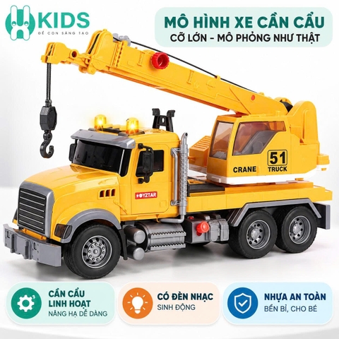 Đồ chơi ô tô mô hình xe bồn trộn bê tông cỡ lớn có nút quay nâng hạ hoạt động như thật kèm đèn nhạc cho bé
