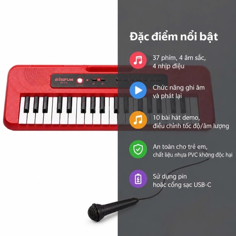 Bộ Đàn Organ Điện Tử 37 Phím Cho Bé