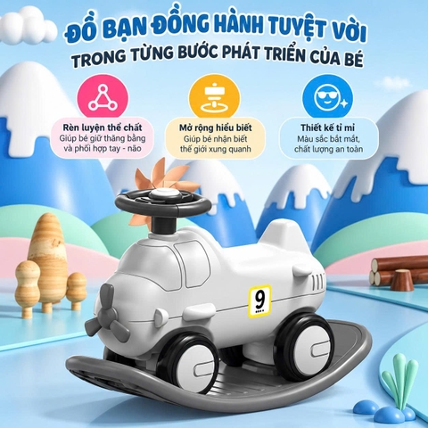 Xe chòi chân bập bênh 2 in 1 kiểu dáng mới, thiết kế hiện đại cho bé từ 12 tháng