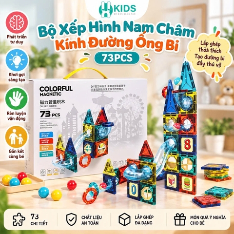 Bộ Xếp Hình Nam Châm Kính Đường Ống Bi 73 Chi Tiết – 9917B