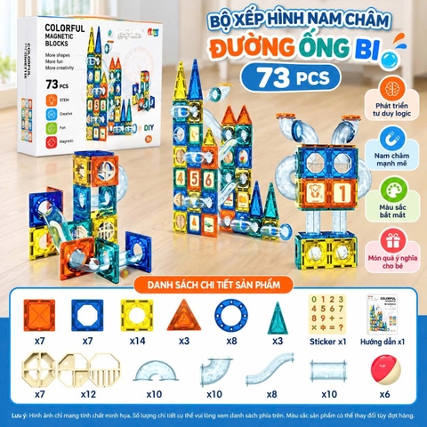 Bộ Xếp Hình Nam Châm Kính Đường Ống Bi 73 Chi Tiết – 9917B