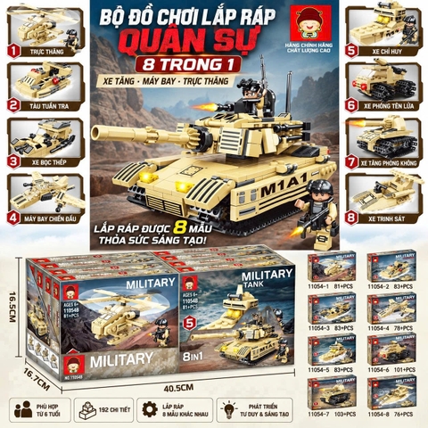 Bộ Lắp Ráp Quân Sự 8 Trong 1 11054B Cho Bé
