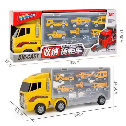 Xe Tải Chở 6 Xe Ô Tô Hợp Kim Có Hộp Trưng Bày