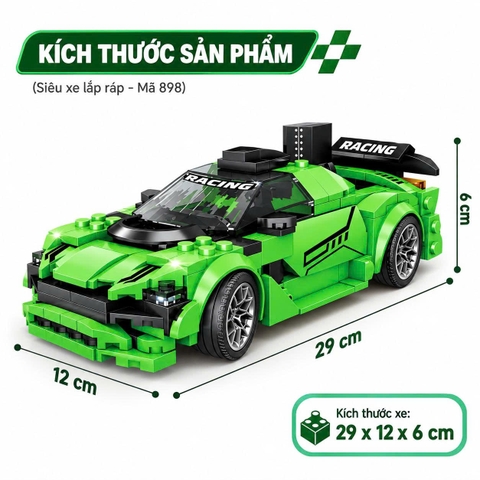 Bộ Xếp Hình Siêu Xe Thể Thao 398 Chi Tiết – Mã 898