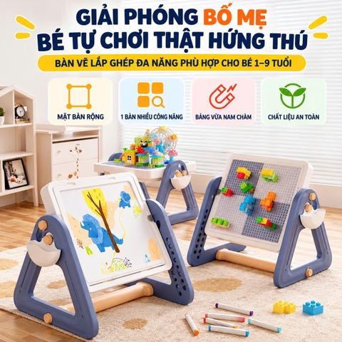 Bàn Vẽ Và Lắp Ghép Đa Năng Cao Cấp 6in1 Y1024 - Lắp Ráp Cho Bé