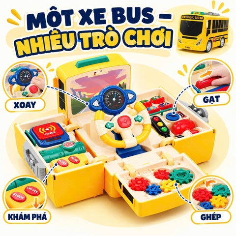 Xe Bus Biến Hình Đa Năng Cho Bé HT9940-1 – Đồ Chơi Lái Xe Mô Phỏng Âm Thanh Ánh Sáng