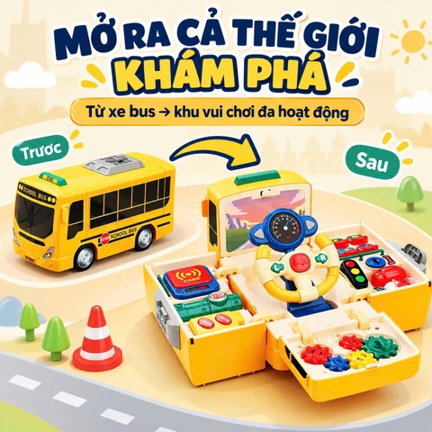 Xe Bus Biến Hình Đa Năng Cho Bé HT9940-1 – Đồ Chơi Lái Xe Mô Phỏng Âm Thanh Ánh Sáng