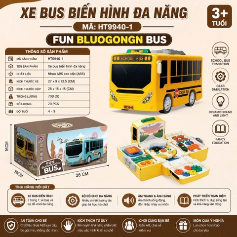 Xe Bus Biến Hình Đa Năng Cho Bé HT9940-1 – Đồ Chơi Lái Xe Mô Phỏng Âm Thanh Ánh Sáng