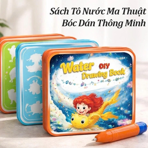 Sách Tô Màu Nước 2in1 XKIDS – Sổ Tô Màu Tái Sử Dụng Kèm Trò Chơi Bóc Dán Cho Bé