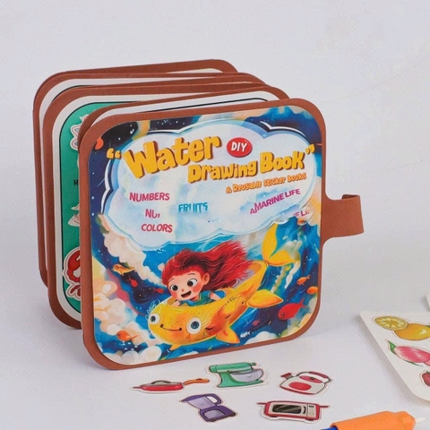 Sách Tô Màu Nước 2in1 XKIDS – Sổ Tô Màu Tái Sử Dụng Kèm Trò Chơi Bóc Dán Cho Bé