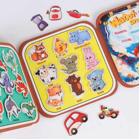 Sách Tô Màu Nước 2in1 XKIDS – Sổ Tô Màu Tái Sử Dụng Kèm Trò Chơi Bóc Dán Cho Bé