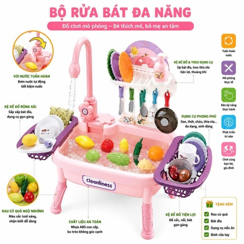 Bồn Rửa Chén Đồ Chơi Cho Bé Có Vòi Nước Tuần Hoàn H364A