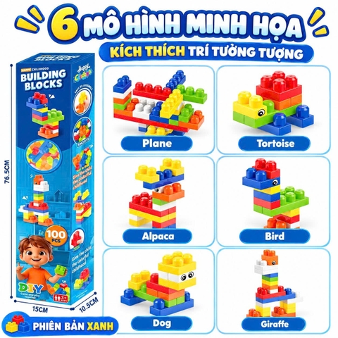 Bộ Đồ Chơi Xếp Hình Building Blocks 100 Chi Tiết Cho Bé Từ 3 Tuổi – Lắp Ghép Sáng Tạo, Rèn Luyện Tư Duy