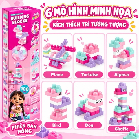 Bộ Đồ Chơi Xếp Hình Building Blocks 100 Chi Tiết Cho Bé Từ 3 Tuổi – Lắp Ghép Sáng Tạo, Rèn Luyện Tư Duy