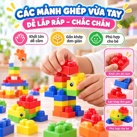 Bộ Đồ Chơi Xếp Hình Building Blocks 100 Chi Tiết Cho Bé Từ 3 Tuổi – Lắp Ghép Sáng Tạo, Rèn Luyện Tư Duy
