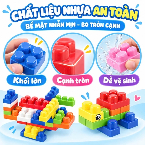 Bộ Đồ Chơi Xếp Hình Building Blocks 100 Chi Tiết Cho Bé Từ 3 Tuổi – Lắp Ghép Sáng Tạo, Rèn Luyện Tư Duy