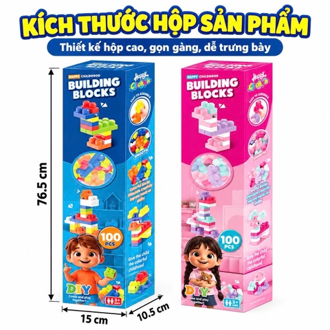 Bộ Đồ Chơi Xếp Hình Building Blocks 100 Chi Tiết Cho Bé Từ 3 Tuổi – Lắp Ghép Sáng Tạo, Rèn Luyện Tư Duy