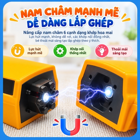 Bộ Đồ Chơi Xe Công Trình Lắp Ghép Biến Hình Robot 6in1 26 Chi Tiết